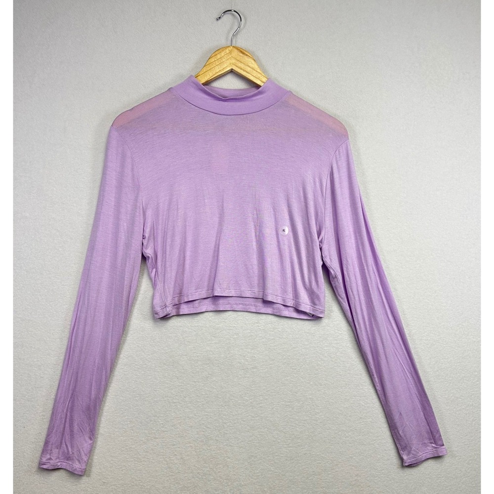 Aeropostale Seriously Soft Mock‎ Neck Cropped Long Sleeve Top Lilac XL